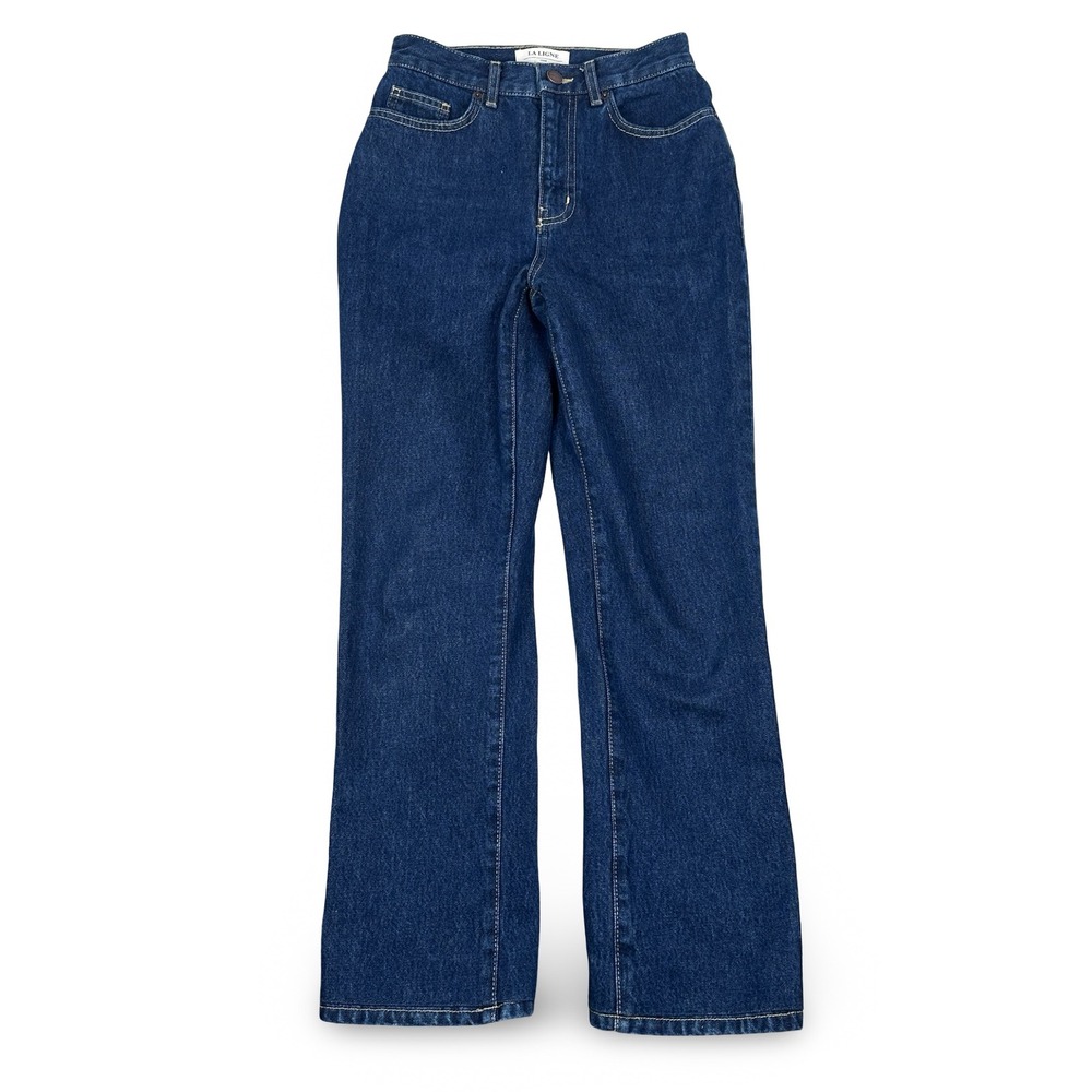 La Ligne Jeans High Rise Straight Leg Dark Wash Denim Blue Cotton Size 24
